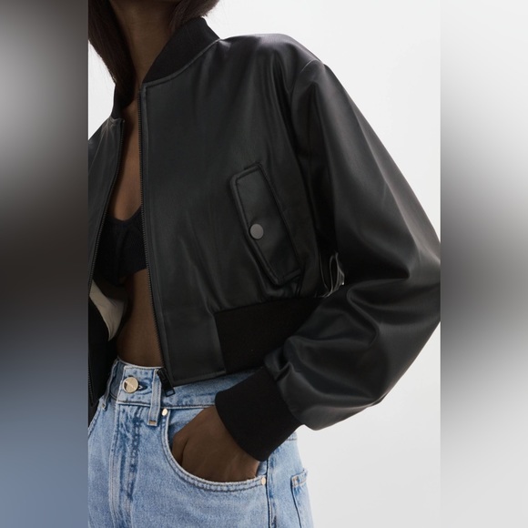NWT Lamarque Evelin Faux Leather Cropped Bomber Jacket L - PERFECT FALL JACKET - Picture 11 of 17